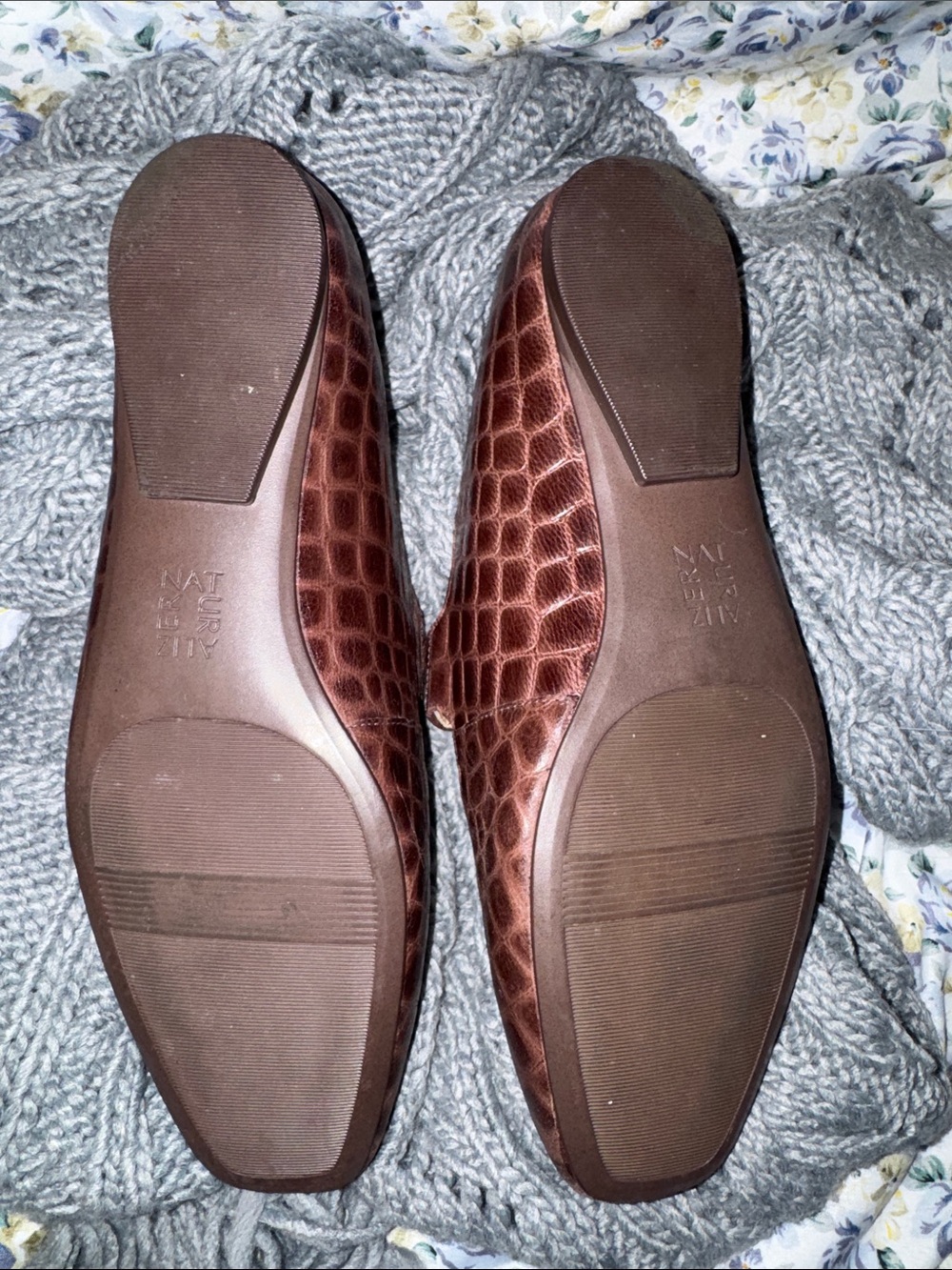 Naturalizer Brown Croc-Embossed Mary Jane Flats-like new - Picture 3 of 9